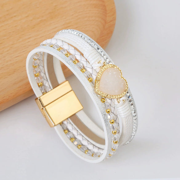 Alloy Handwoven Heart Shape Electroplated Bracelets For Women