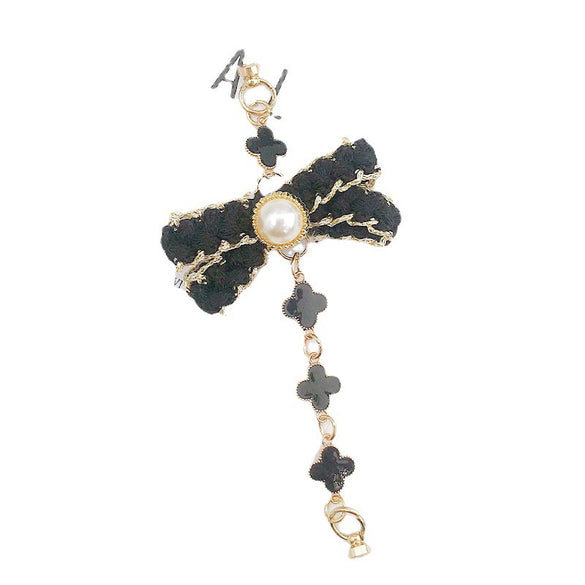 Alloy Handwoven Pearl Bow Fourleaf Clover Jewelry Accessories Bracelet