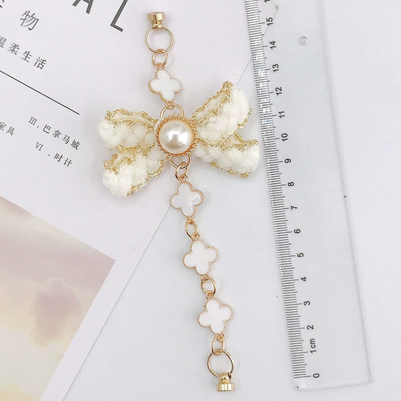 Alloy Handwoven Pearl Bow Fourleaf Clover Jewelry Accessories Bracelet