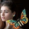 Alloy Heart And Butterfly Wings Cartoon Geometric Rhinestone Earrings