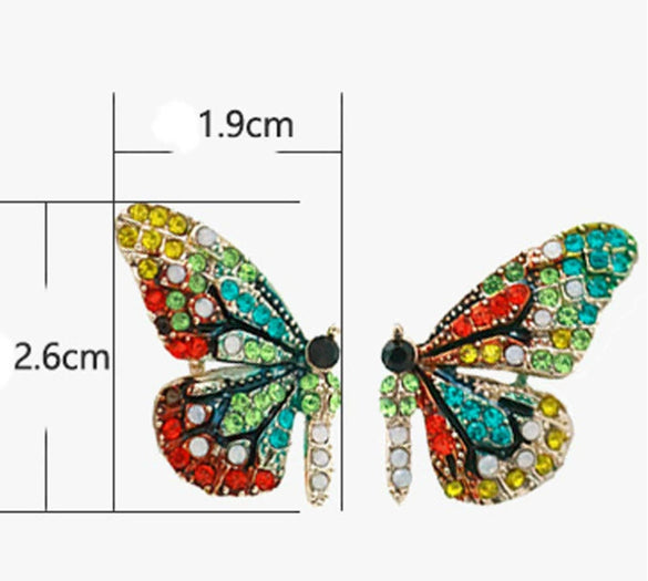 Alloy Heart And Butterfly Wings Cartoon Geometric Rhinestone Earrings