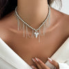 Alloy Heart Geometric Clavicle Chain Tassel Necklace For Women With Electroplating