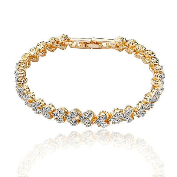 Alloy Heart Geometric Diamond Zircon Bracelet Silver Plated