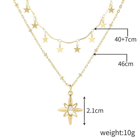 Alloy Heart Geometric Multilayer Female Hiphop Niche Design Sense Electroplated Necklace