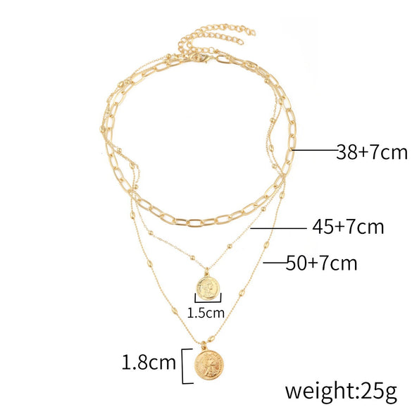 Alloy Heart Geometric Multilayer Female Hiphop Niche Design Sense Electroplated Necklace