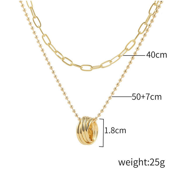 Alloy Heart Geometric Multilayer Female Hiphop Niche Design Sense Electroplated Necklace