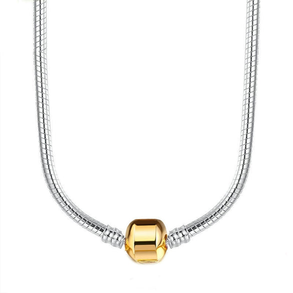 Alloy Heart Geometric Style Snake Bone Chain Necklace With Electroplating