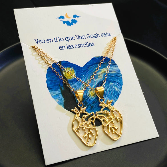 Alloy Heart Hollow Pendant Necklace Electroplated For Women