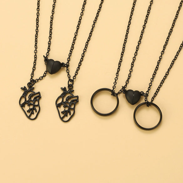 Alloy Heart Hollow Pendant Necklace Electroplated For Women