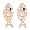 Alloy Heart Hollow Tropical Fish Diamond Earrings For Women