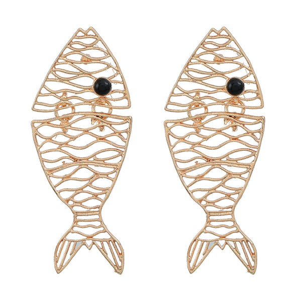 Alloy Heart Hollow Tropical Fish Diamond Earrings For Women