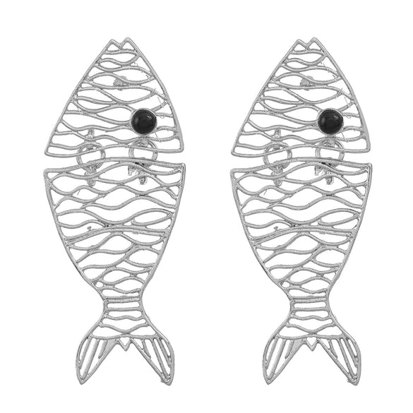 Alloy Heart Hollow Tropical Fish Diamond Earrings For Women