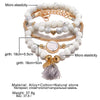 Alloy Heart Pattern Electroplating Tassel Round Stone Bracelet Set For Unisex