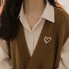 Alloy Heart Pearl Brooch With Flower Pattern And Electroplating For Women