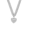Alloy Heart Pendant Cuban Chain Hiphop Necklace With Diamond And Geometric Design