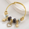 Alloy Heart Pendant Diamond Crystal Women's Stainless Steel Bracelet