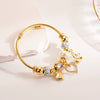 Alloy Heart Pendant Diamond Crystal Women's Stainless Steel Bracelet