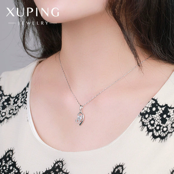 Alloy Heart Pendant Necklace For Women Electroplated Bamboo Chain Fashion Wholesale