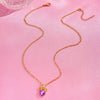 Alloy Heart Pendant Women's Necklace With Diamond Embedded And Geometric Pattern And Electroplating Design