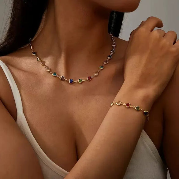 Alloy Heart Shape Beaded Bracelet Electroplated Jewelry For Women And Unisex