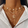 Alloy Heart Shape Butterfly Tassel Pendant Stacked Suit O Chain Necklace For Women Electroplated Jewelry