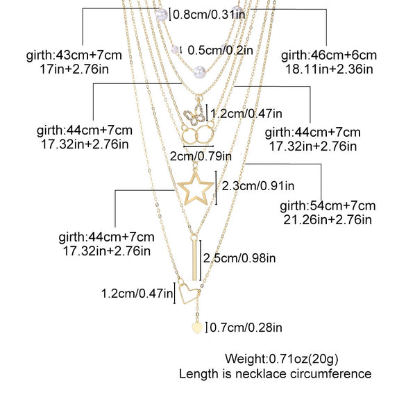 Alloy Heart Shape Butterfly Tassel Pendant Stacked Suit O Chain Necklace For Women Electroplated Jewelry