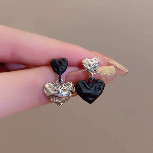 Alloy Heart Shape Electroplated Asymmetric Earrings For Women