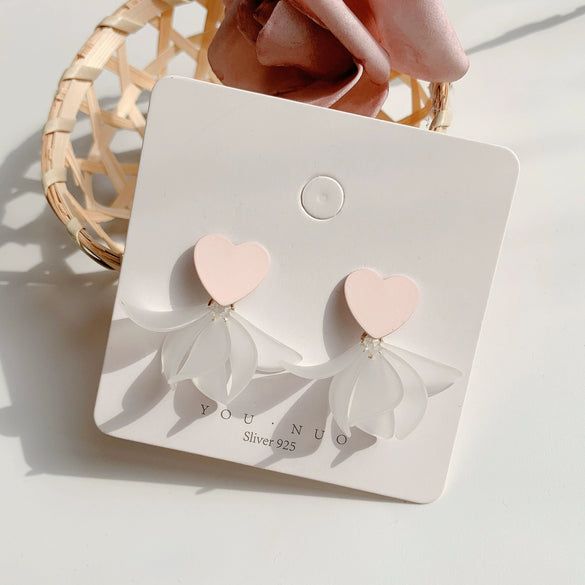 Alloy Heart Shape Electroplated Earrings Inlaid With Artificial And Semiprecious Stones For Women