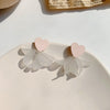 Alloy Heart Shape Electroplated Earrings Inlaid With Artificial And Semiprecious Stones For Women