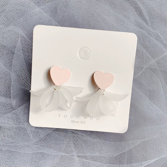 Alloy Heart Shape Electroplated Earrings Inlaid With Artificial And Semiprecious Stones For Women