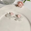 Alloy Heart Shape Electroplated Earrings Inlaid With Artificial And Semiprecious Stones For Women