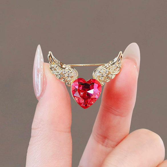 Alloy Heart Shape Electroplated Love Angel Wings Brooch Women's Clothes Accessories