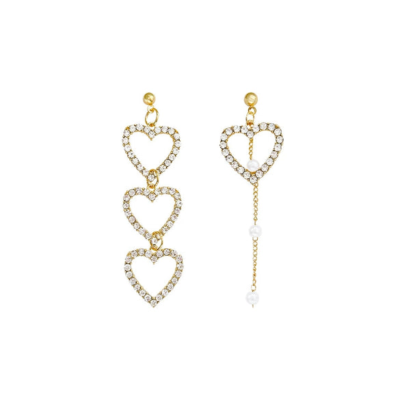 Alloy Heart Shape Electroplating Asymmetric Love Tassel Earrings For Women