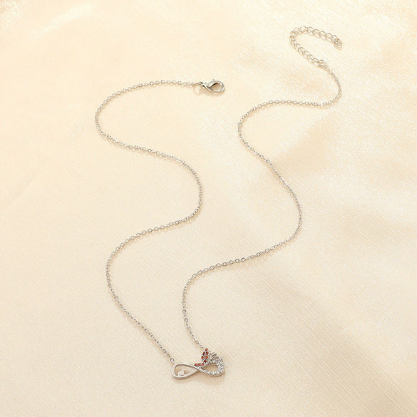 Alloy Heart Shape Geometric Microinlaid Electroplated Pendant Necklace For Women