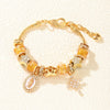Alloy Heart Shape Pendant Bracelet Handmade For Women Set With Diamonds