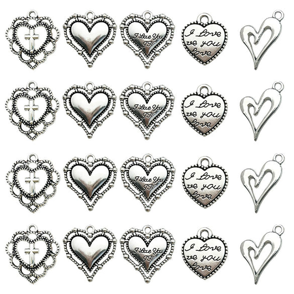 Alloy Heart Shape Retro Ancient Style Beaded Pendant Jewelry Accessories Necklace Bracelet Electroplated