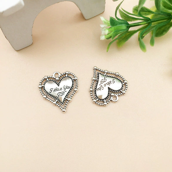 Alloy Heart Shape Retro Ancient Style Beaded Pendant Jewelry Accessories Necklace Bracelet Electroplated