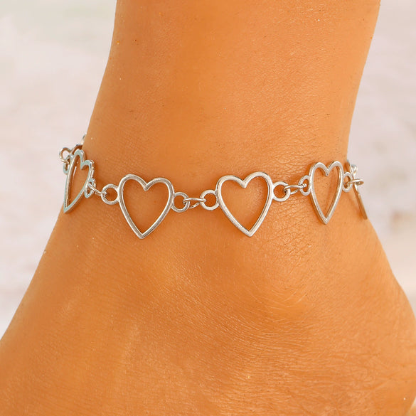 Alloy Heart Shape Simple Love Anklet For Women In Ins Style