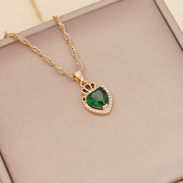 Alloy Heart Shaped Electroplated Women's Necklace With Water Wave Chain