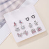 Alloy Heart Shaped Geometric Style Electroplated Pink Rhinestone Earrings Set For Women