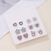 Alloy Heart Shaped Geometric Style Electroplated Pink Rhinestone Earrings Set For Women
