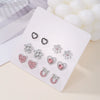 Alloy Heart Shaped Geometric Style Electroplated Pink Rhinestone Earrings Set For Women