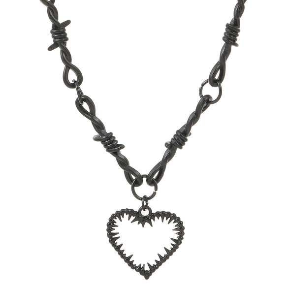 Alloy Heart Thorn Pendant Necklace Electroplated Hiphop Punk Style For Men And Women