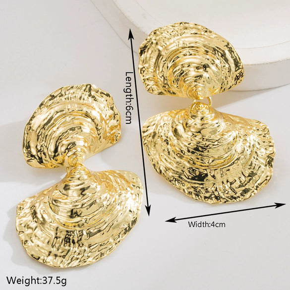 Alloy Heartshaped And Fanshaped Electroplated Earrings For Women