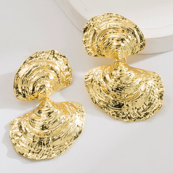 Alloy Heartshaped And Fanshaped Electroplated Earrings For Women