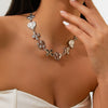 Alloy Heartshaped Electroplated Pleated Cross Stitching Necklace For Women