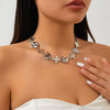 Alloy Heartshaped Electroplated Pleated Cross Stitching Necklace For Women
