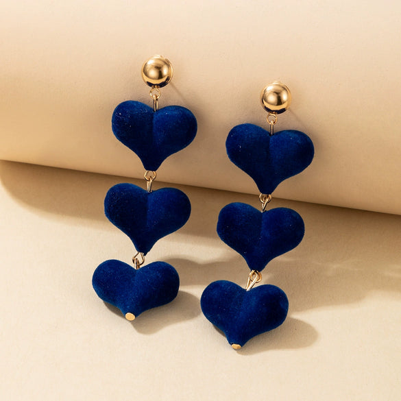 Alloy Heartshaped Handmade Velvet Pendant Women's Earrings