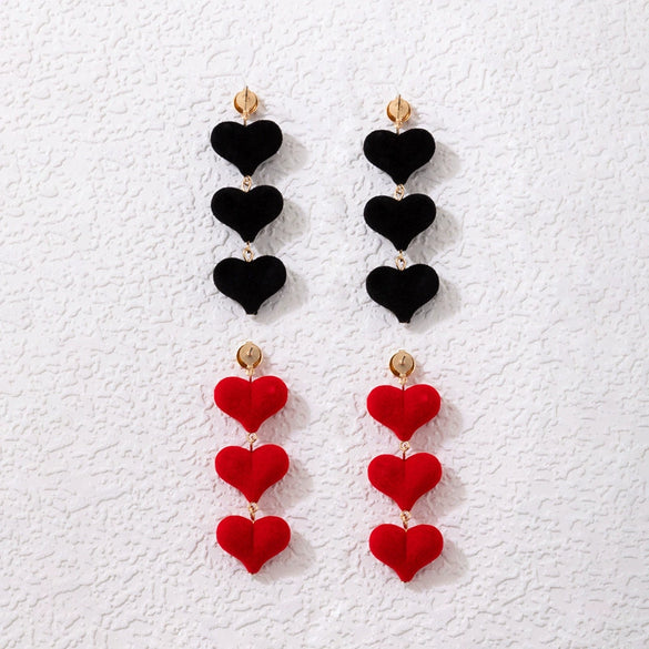 Alloy Heartshaped Handmade Velvet Pendant Women's Earrings