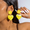 Alloy Heartshaped Handmade Velvet Pendant Women's Earrings